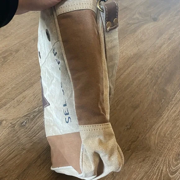 Myra Bag Western Leather Shoulder Bag  Canvas Crossbody Bag - Picture 15 of 15